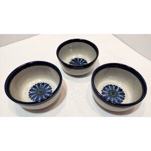 Vtg Ken Edwards El Palomar Guadalajara Blue Dessert/Fruit Bowls Set Of 3